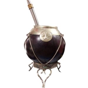 Juego de Mate ,posa mate y bombilla de alpaca con diseño